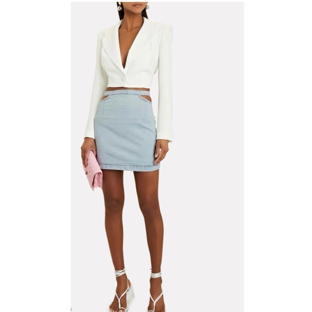 WeWoreWhat NWT Light Wash Cut Out Mini Denim Mini Skirt Size Large